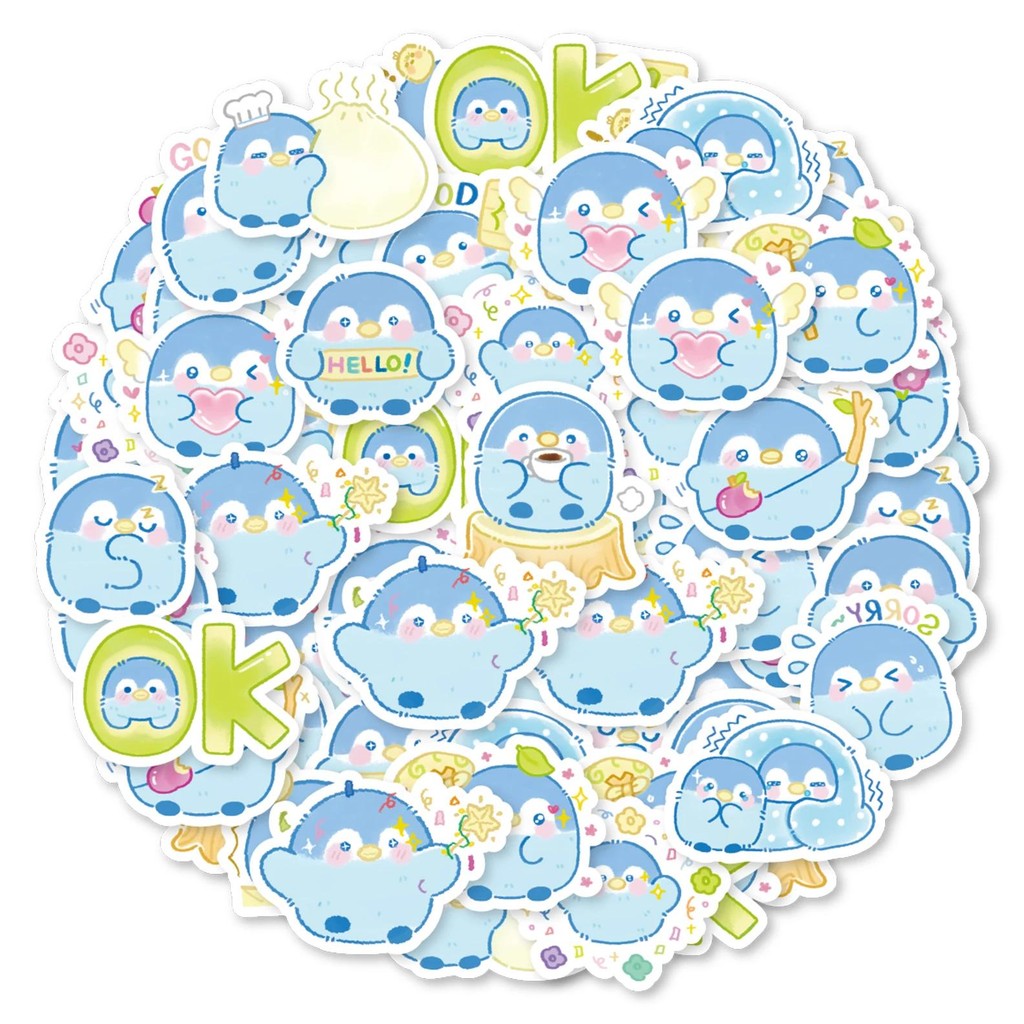 

45Pcs Of Cute Blue Penguin Pattern Stickers For Laptops, Water Bottles, Suitcases And Mobile Phones, Pen Bags, Greeting Cards