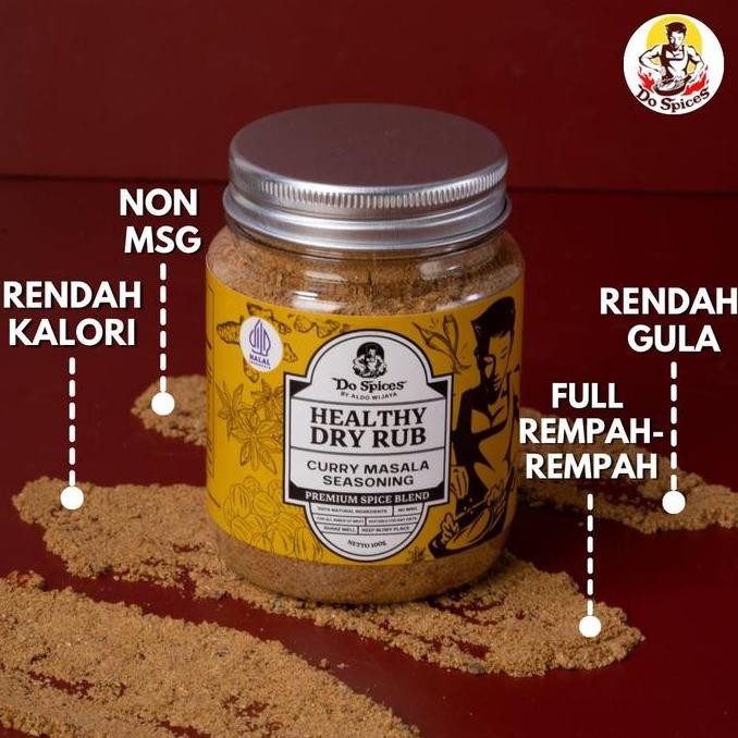 

JH8 Dospices Healthy Dry Rub [Curry Masala seasoning] Bumbu marinasi rendah kalori [100 gram] Rempah Natural Rendah gula Rendah lemak Alami