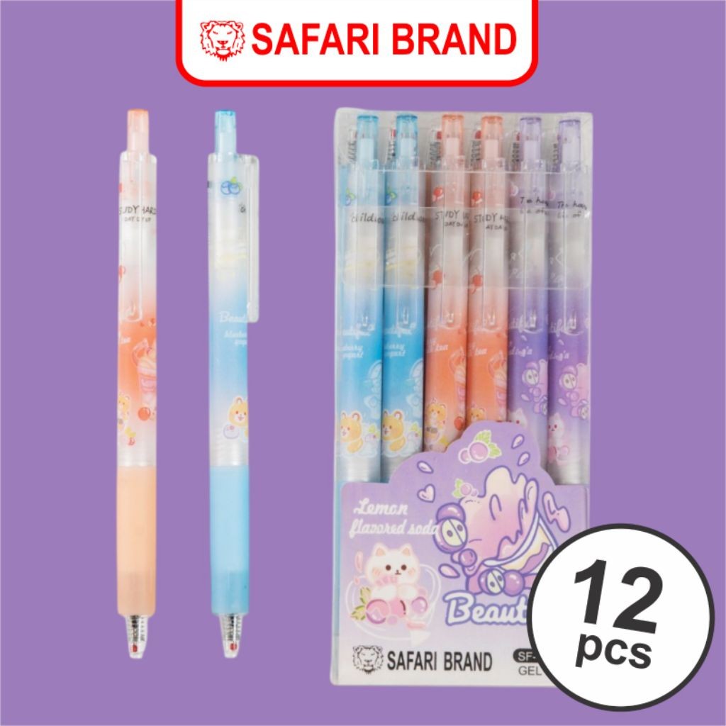 

(SF-1805C LSN ) Bulpen Bolpoint Pulpen Pen Pena Click Gel Warna Warni Motive Karakter Lucu Safari Brand