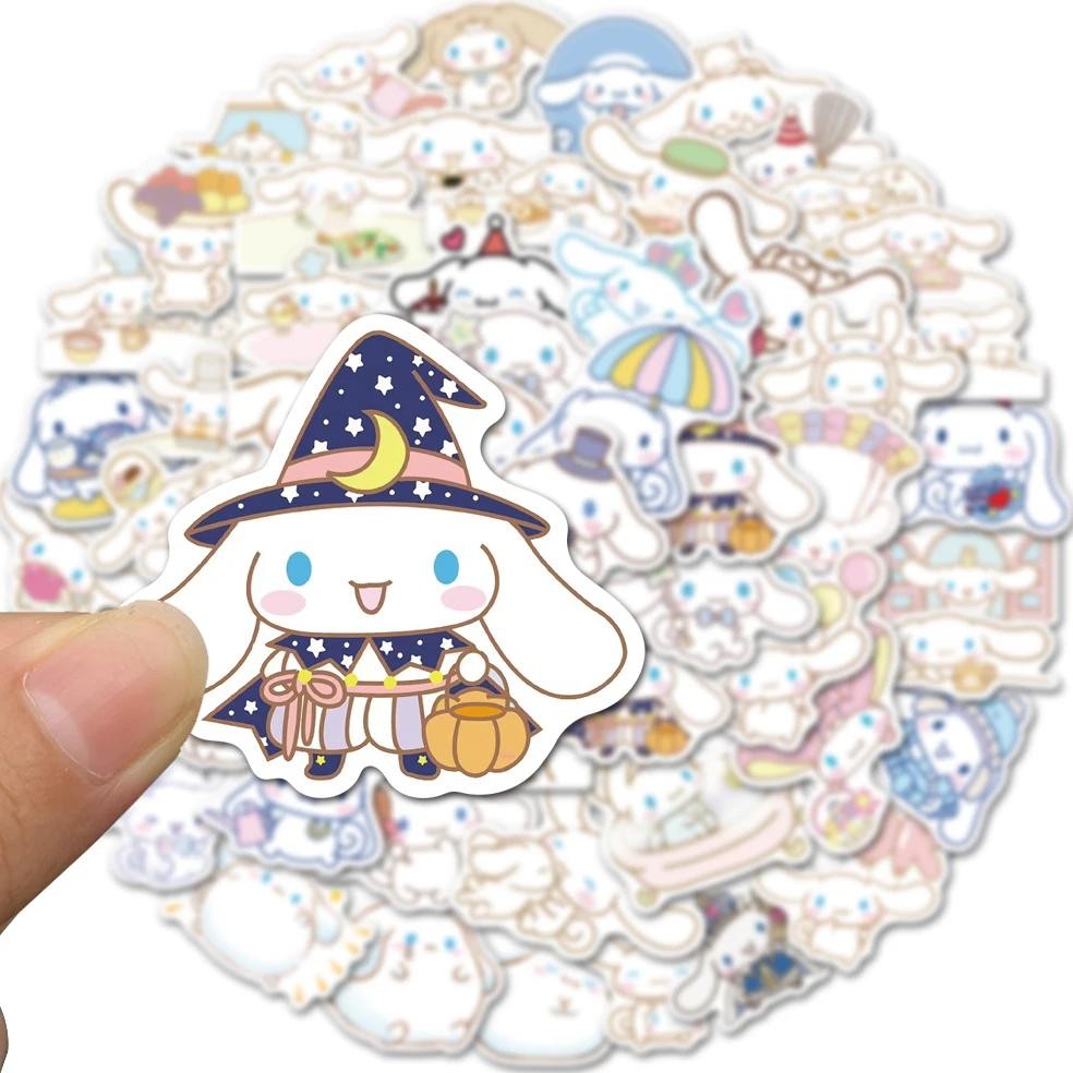 

50Pcs Cute Sanrio Cinnamoroll Dog Stickers For Cell Phone Laptop Decals Luggage Guitar Helmet Waterproof Stickers For Children