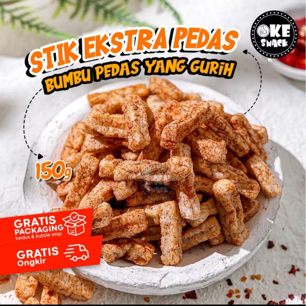 

Camilan Kerupuk Ikan Stick Extra Pedas Kerupuk Ikan Gurih 150gr