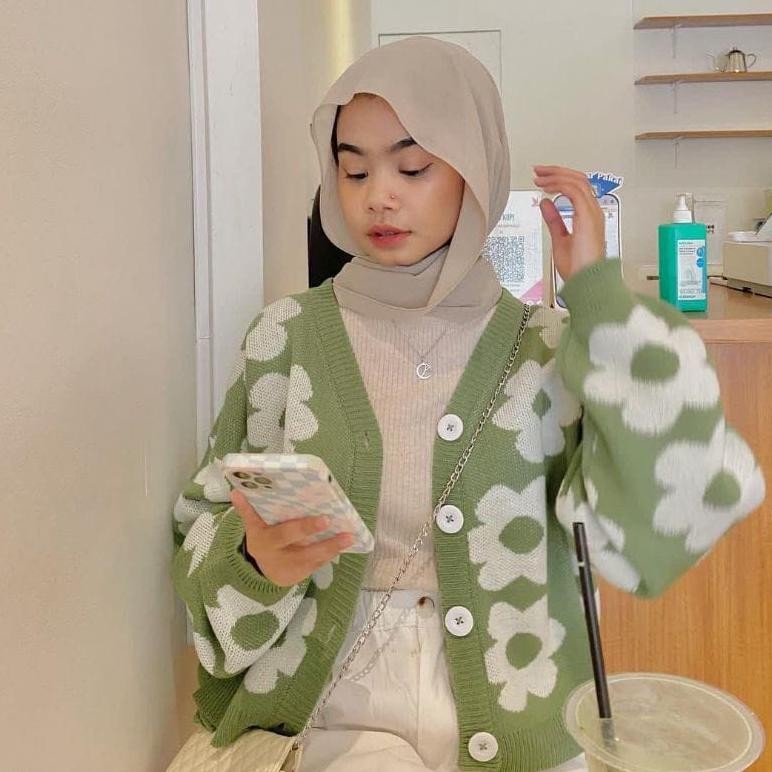 KARDIGAN FLOWERS / KOREAN CARDI TERBARU / DAISY FLOWER CARDIE / CARDIGAN WANITA BUNGA / ATASAN WANIT