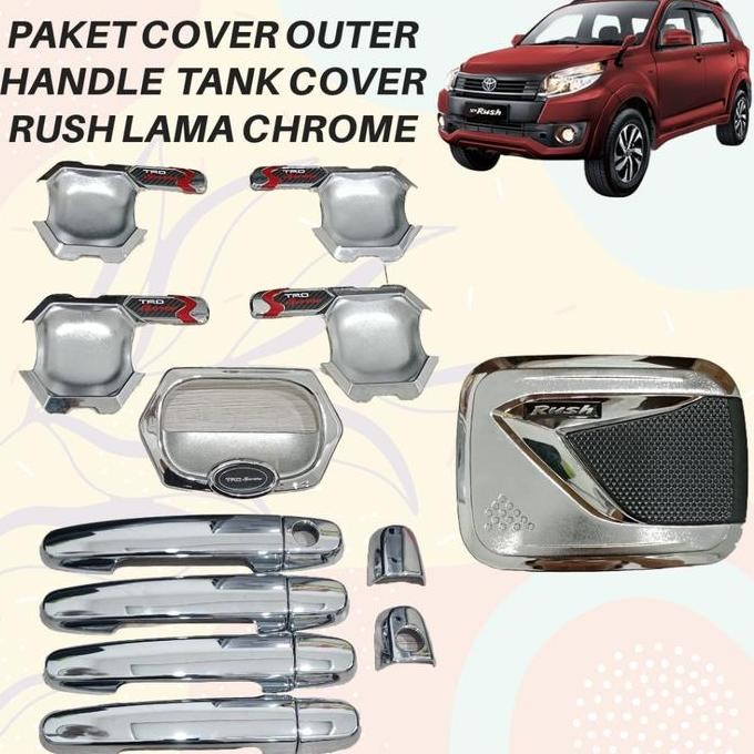 Paket Outer Handle Tank Cover Rush Terios Lama Chrome Aksesoris Mobil Pegangan Pintu Tangki Bensin 2
