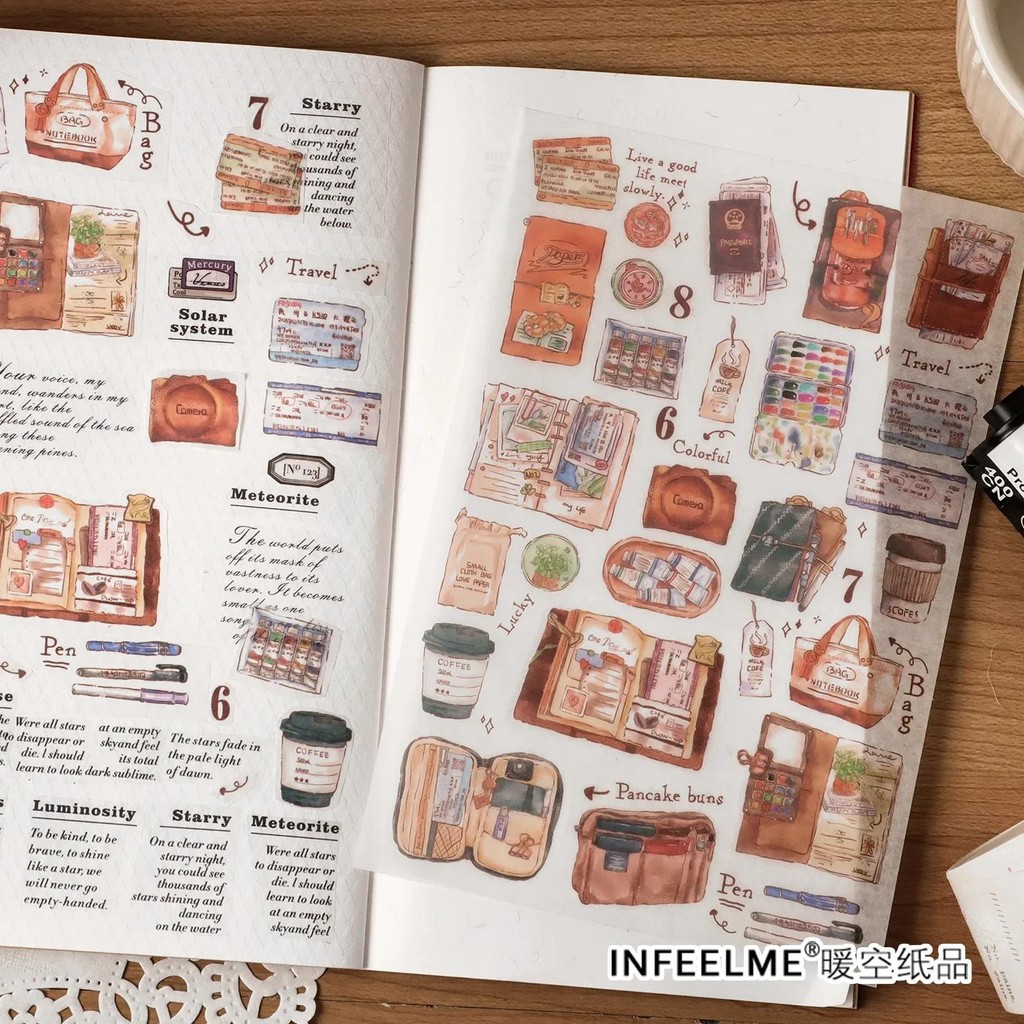 

Journamm Cute Stickers Scrapbooking Supplies Materials Collage Junk Journal Adhesive Decor Diary Album Planner Craft Stickers