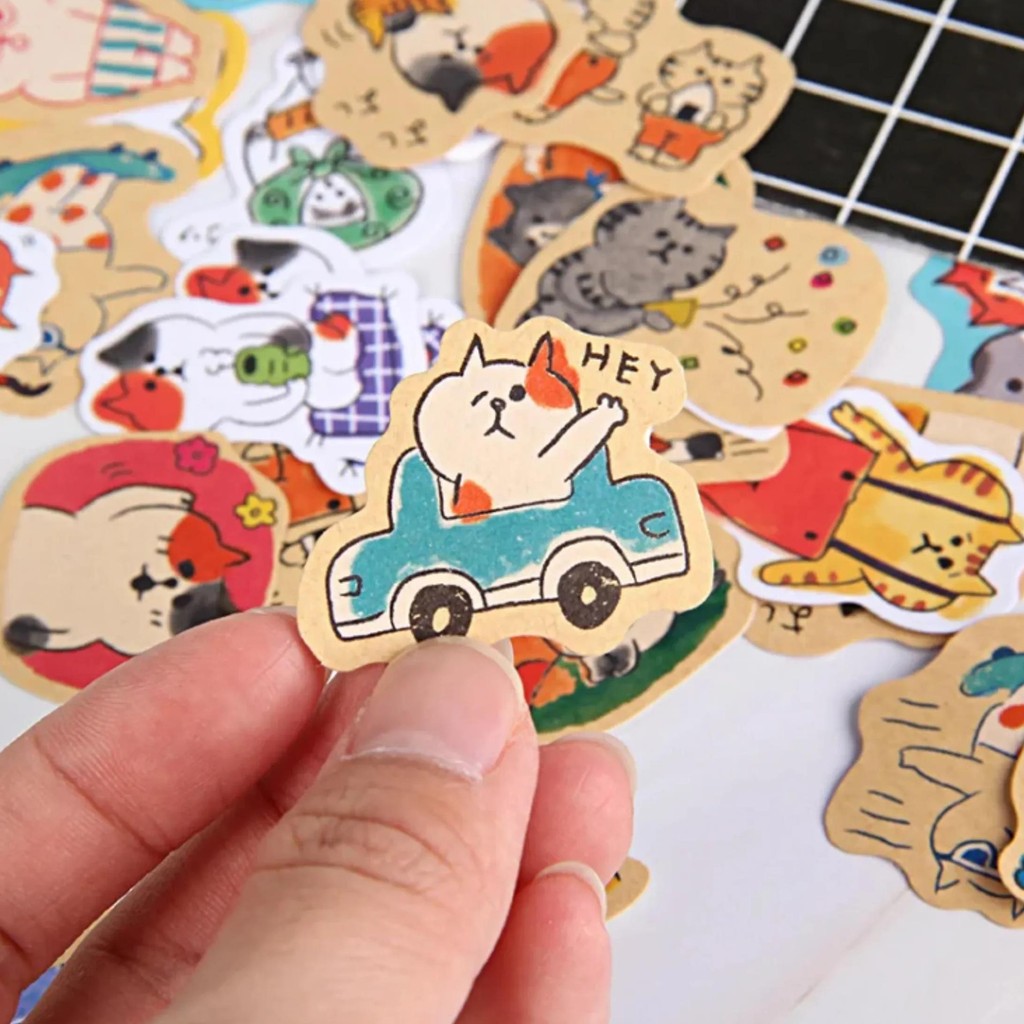 

30 Pcs /Pack Cute Cat Stickers Decorative Stationery Stickers Scrapbooking Diy Diary Album Stick Label