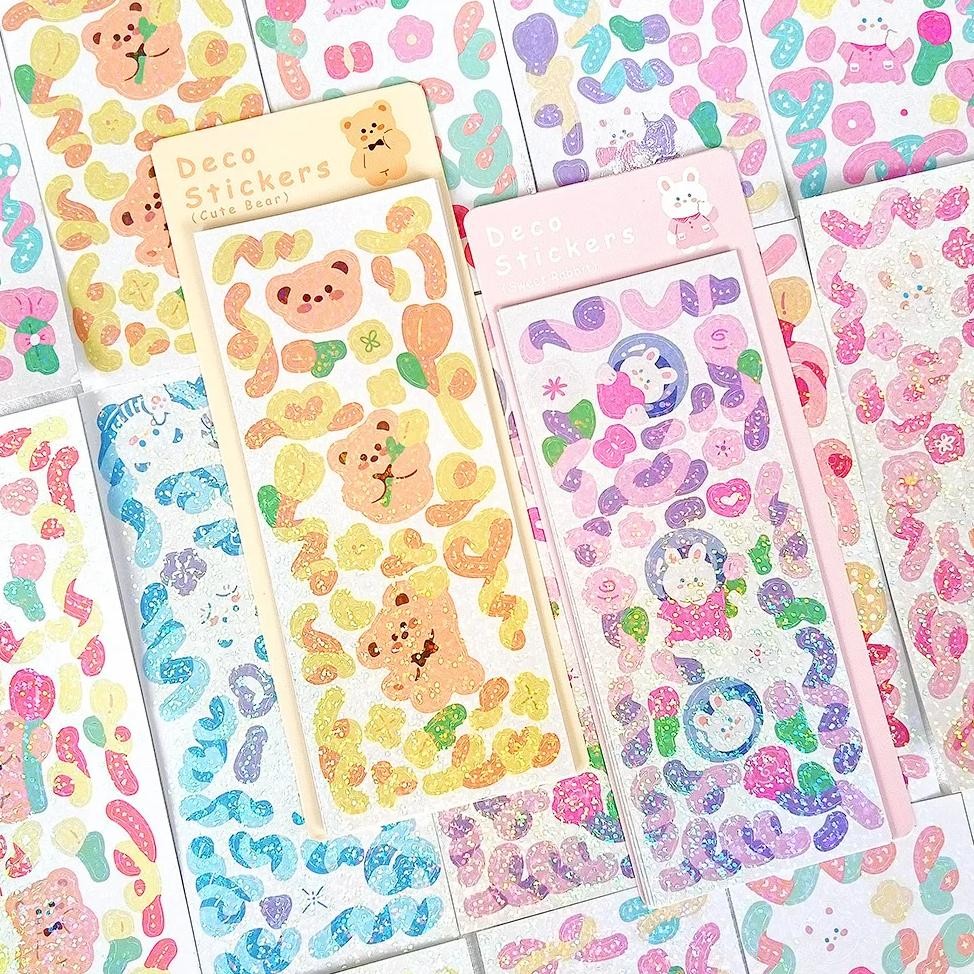 

Imoon 12 Sheets Cute Shiny Laser Ribbon Stickers For Photo Albums Frame Diy Crafts Poster Decoration Scrapbook Planners