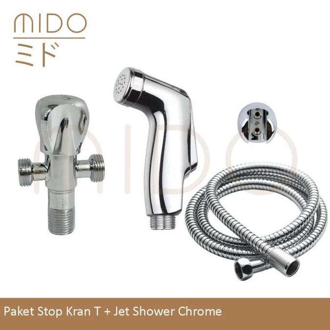 Paket Kran shower cabang 2 + Toilet Jet Shower Bidet Kloset Putih