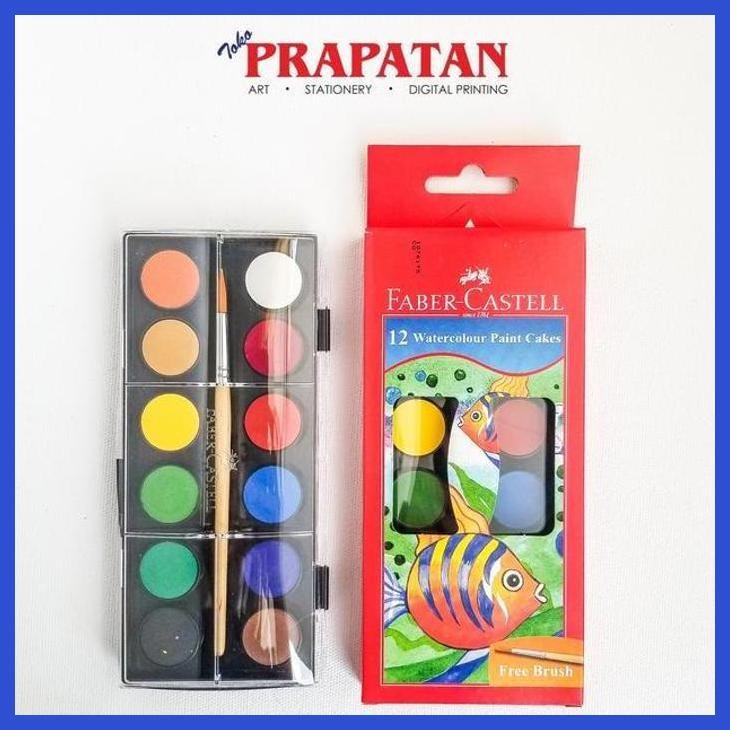

( SEKOLAH / LUKIS ) PROMO FABER CASTELL WATERCOLOUR PAINT CAKES 12 WARNA / CAT AIR FABER CASTELL (SENI / MENGGAMBAR / ART / KERAJINAN ) PRIVASI AMAN