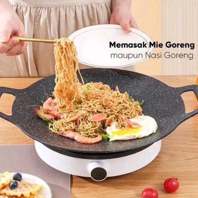 Produk Unggulan] Wajan grill bbq anti lengket wajan kondusi griller pan panggang wajan korea bbq mul
