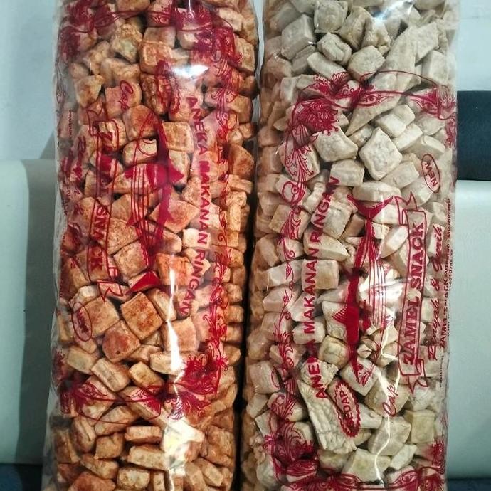

1bal kerupuk tahu kotak ori pedas 850g snack food Pak Krupuk Camilan Rambak