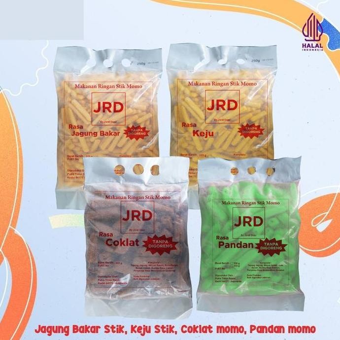 

[JRD SNACK] PAKET NYAMIL 4 PACKK ( STIK KEJU JAGUNG BAKAR DAN MOMO COKLAT, PANDAN)
