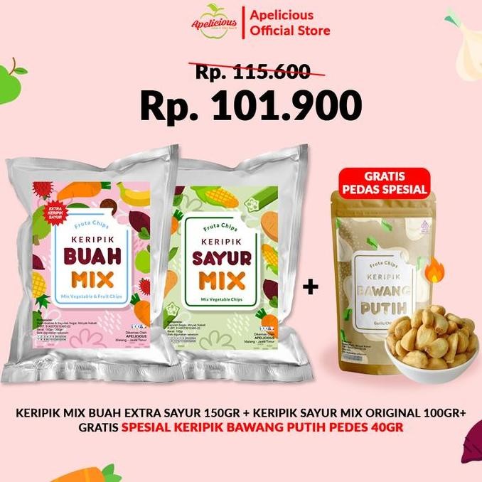 

APELICIOUS [GRATIS KERIPIK BAWANG PUTIH] MIX KERIPIK SAYUR ORI + MIX KERIPIK BUAH TROPIS