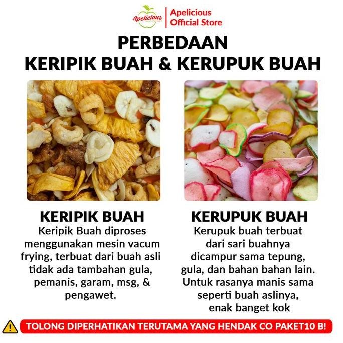 

APELICIOUS BARU Paket HEMAT 8pcs KERIPIK (Buah, Sayur, KRUPUK Buah) - Kripik, Snack, Food, Makanan