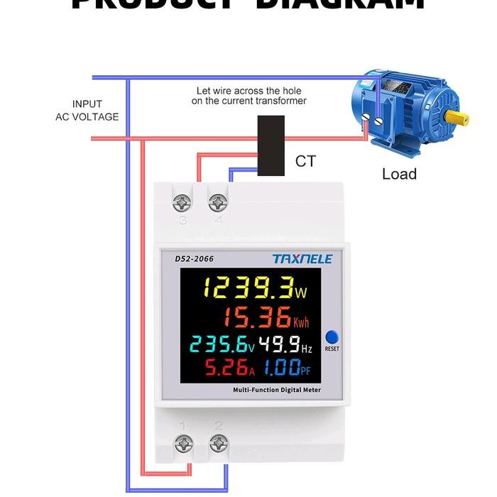 Meteran Monitor Pemakaian Listrik kWh Watt Voltage 220V 100A Power Factor KWH Meter