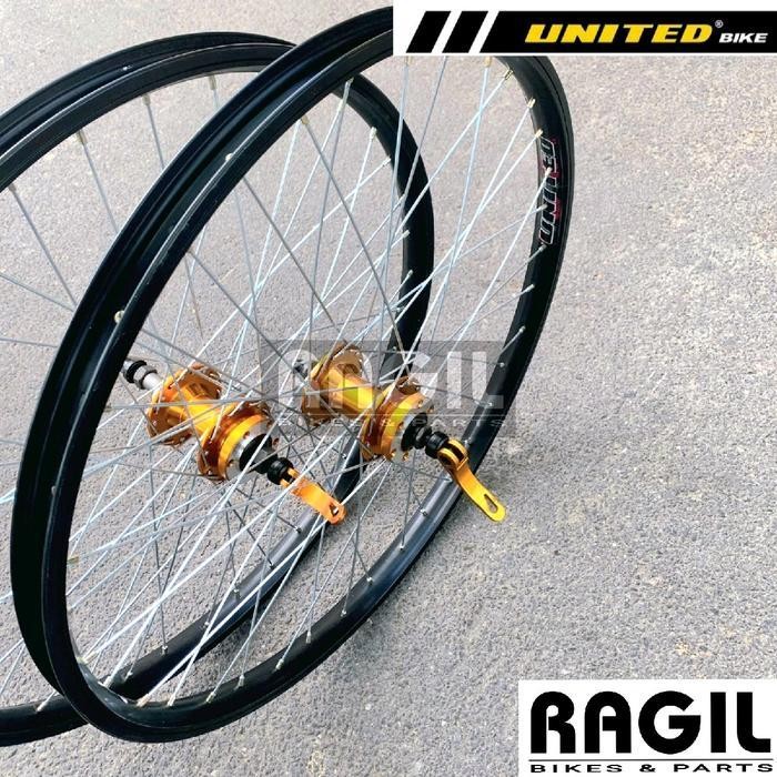 Wheelset Sepeda 24 Inch United Roda Jadi Velg Rim Rims Lubang 36 Hole 36H Hub Freehub Ulir Jari Jari