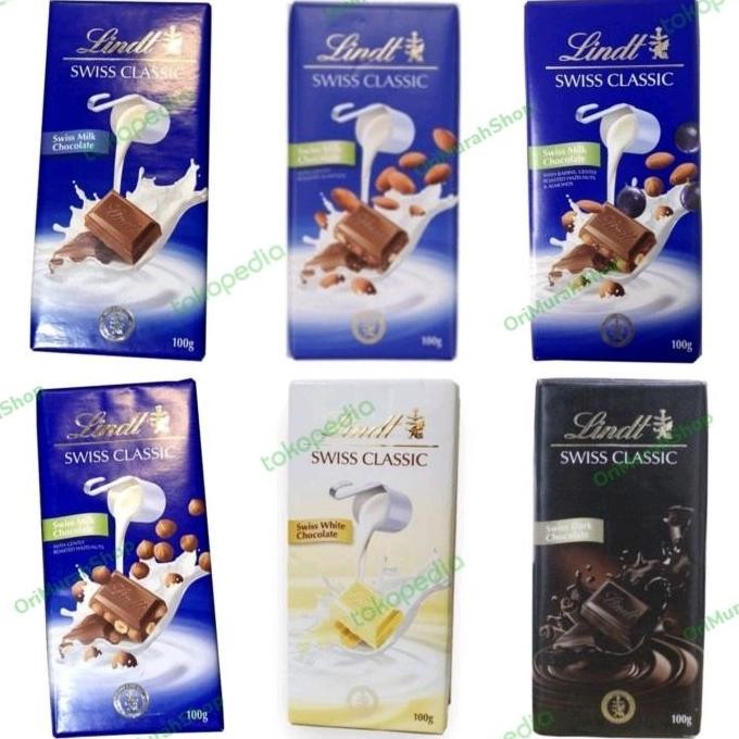 

Lindt Swiss Classic Chocolate Milk Almond Hazelnut Raisin Dark Coklat