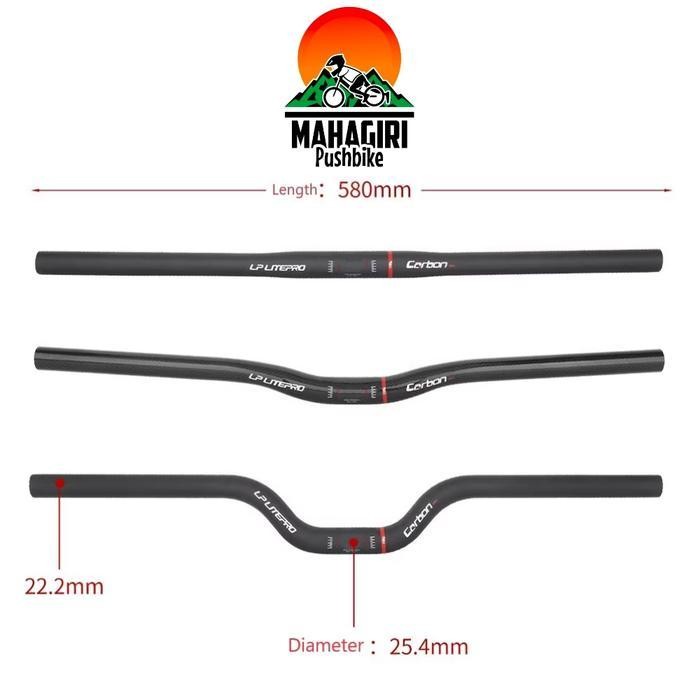 Handlebar Carbon Litepro Stang Setir Lite Pro Flat Lowrise Midrise Pushbike Balance Bike Sepeda Anak