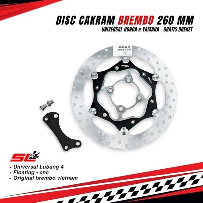 DISC BREMBO 260MM PIRINGAN CAKRAM BREMBO 260MM DISC CAKRAM BREMBO VARIO BEAT SCOOPY MIO FIZR Kaliper