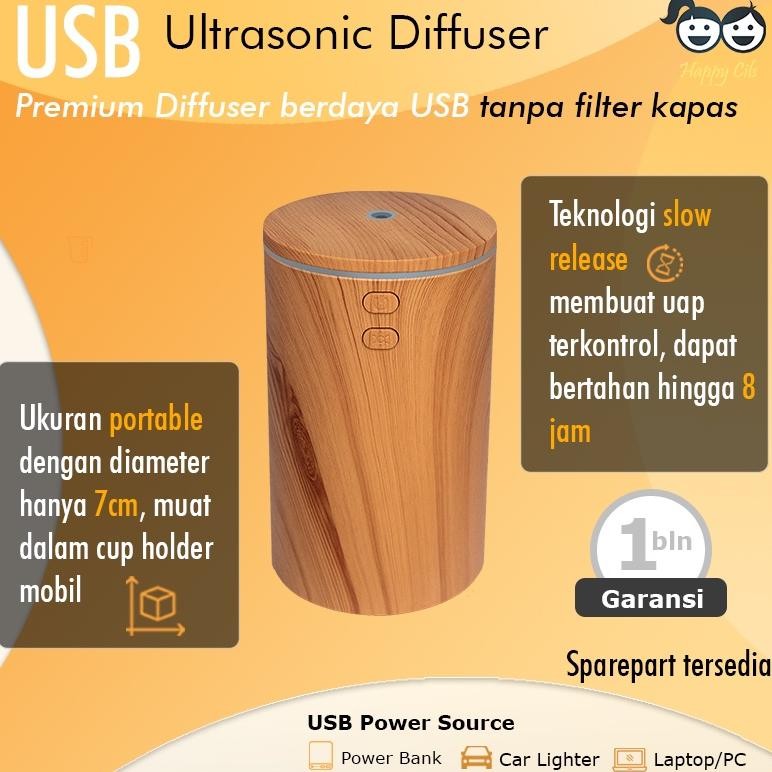NEW USB Car Diffuser Humidifier Ultrasonic Tanpa Stik Kapas Untuk Mobil Essential Oil Aromaterapi [t