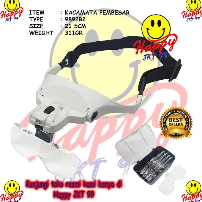 

Sale Helm Kacamata Pembesar Reparasi Jam 5X Magnifier 2 Led 9892B2 Original