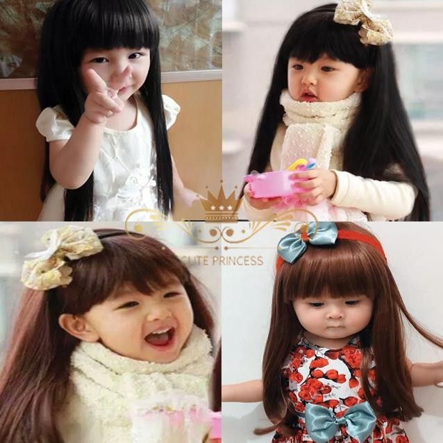 Wik Anak Perempuan Model Lurus Panjang Sepinggang Warna Hitam & Coklat Tua Usia 6 Bulan - 10 Tahun D