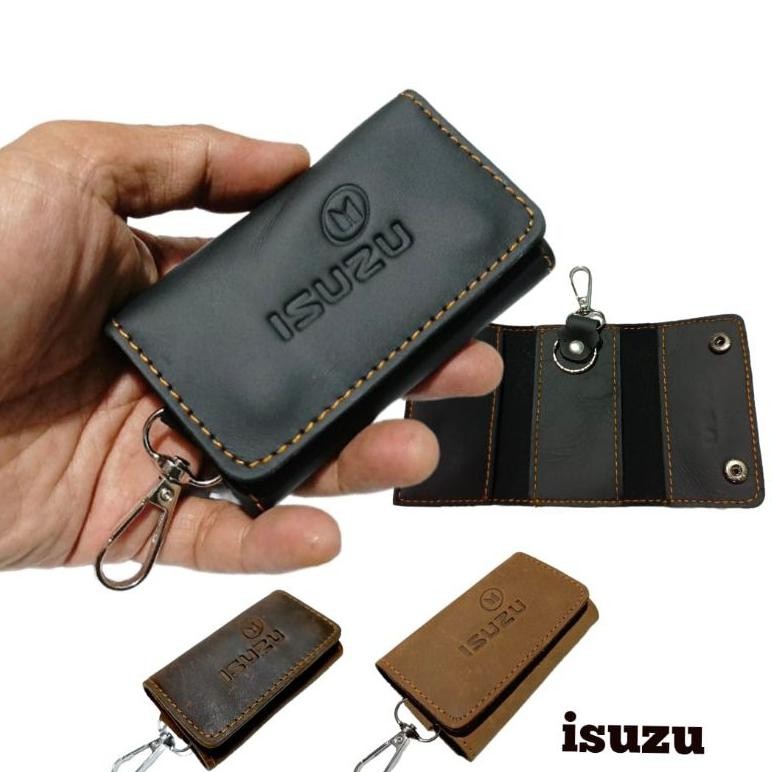 Gabtungan kunci mobil ISUZU kulit asli original dompet stnk mobil AST