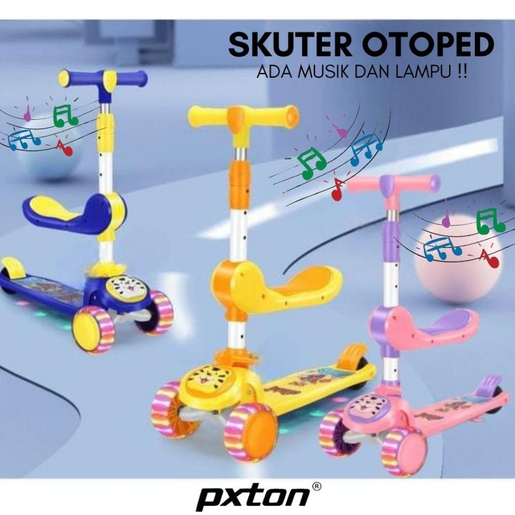 Mainan Anak Skuter Otoped Sepeda Duduk 3 Roda 2In1 M290 Scooter Anak Multifungsi Ada Musik Lagu Lamp