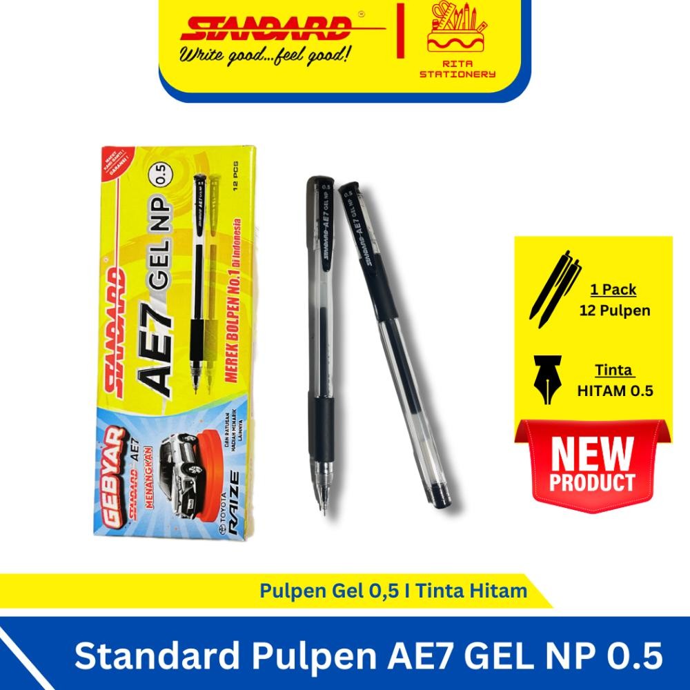 

Standard Pulpen Pen AE7 GEL NP 0.5 Hitam Merah Biru - 1 pack DiM