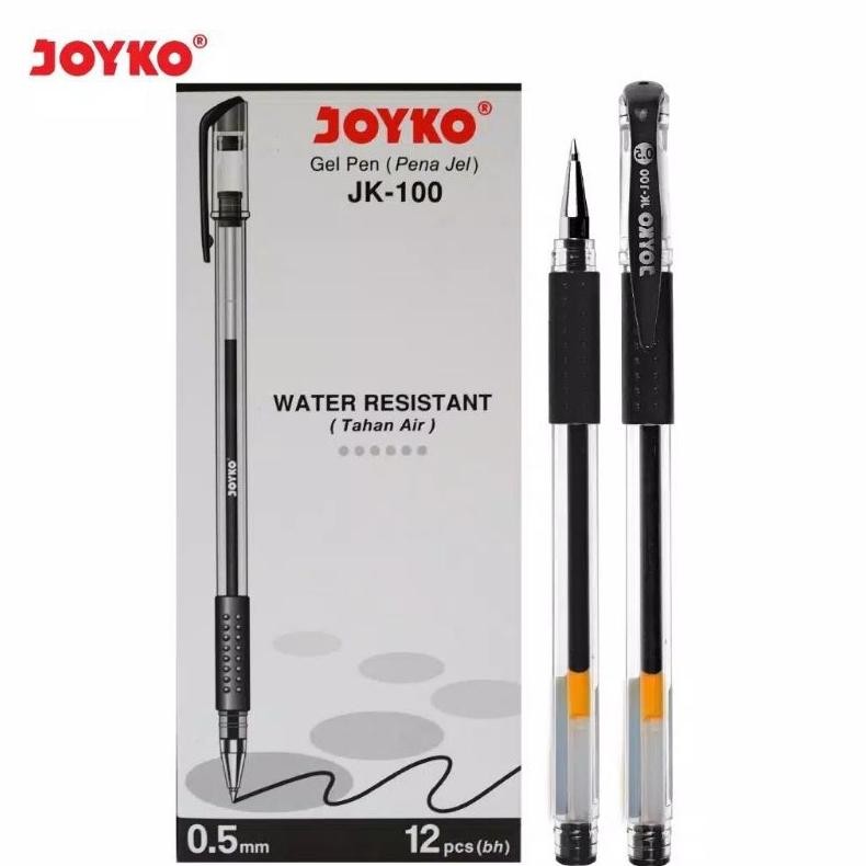 

(1 Pak isi 12pc) Joyko Pulpen Gel/Pena Type JK-100 Black 0.5 mm/pen Joyko DiM