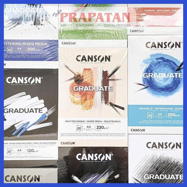 

( SEKOLAH / LUKIS ) READY GRADUATE CANSON DRAWING PAD A4 | MIX MEDIA | WATERCOLOR | SKETCH (SENI / MENGGAMBAR / ART / KERAJINAN ) PACKING AMAN