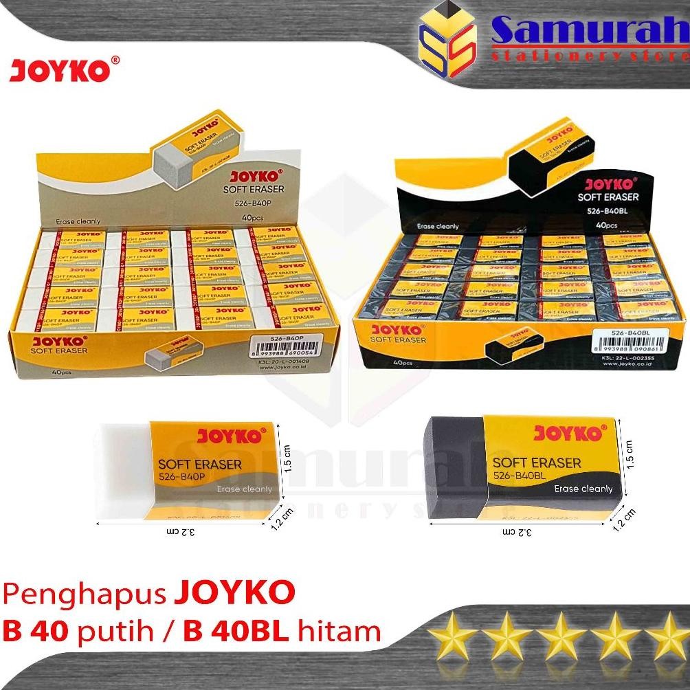 

Penghapus Pensil Joyko B 40 Kecil isi 40 Pcs / Eraser B40 BL Hitam / Stip Pencil B40 P Putih Hitam ( 1 Pak ) DiM