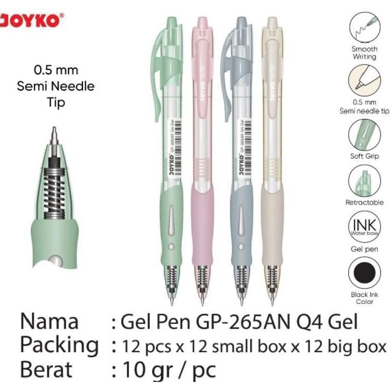 

HJK Pulpen Gel Joyko Gp-265AN Q4 Gel ( 1pak/12pcs )