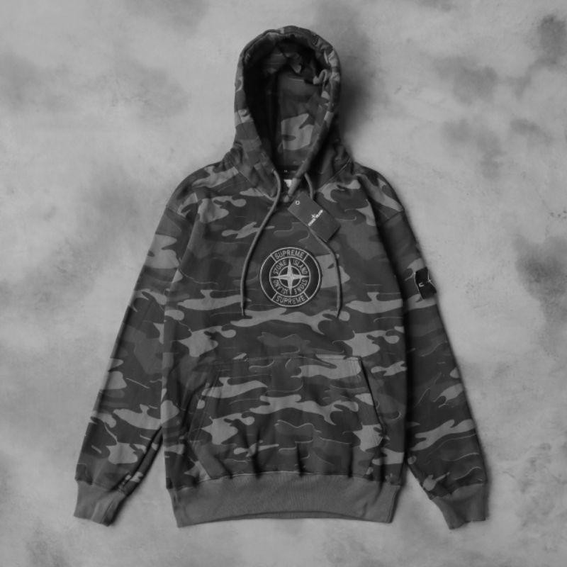 Hoodie Sweater Stone Island X Supreme Camo Terlaris Best Quality 100% Original
