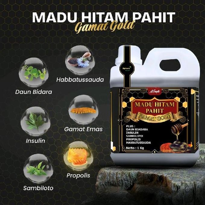 

NEW Madu Hitam Pahit 1 Kg Insulin Gamat Daun Bidara Sambiloto Propolis Habbatusauda Honey Herbal asli READY