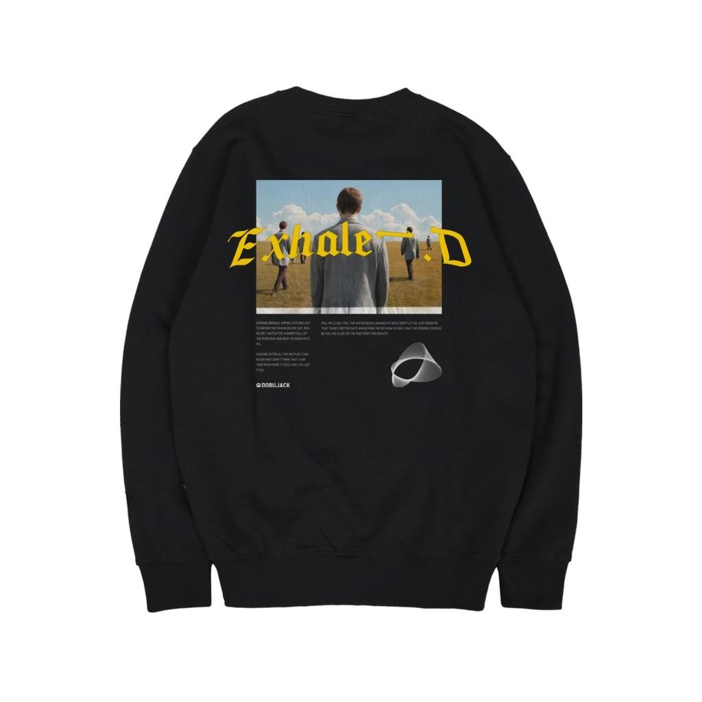 Dobujack Sweater Exhale Black Crewneck Terlaris Best Quality 100% Original