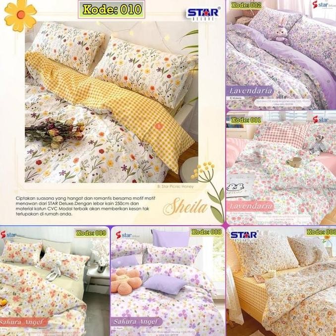 Kain Bahan Sprei Meteran Katun CVC Motif Bunga Tabur Bunga Kecil