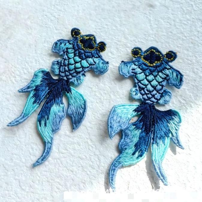 

cusss order] bordir ikan koki blue premium, bordir ikan, patch ikan fish