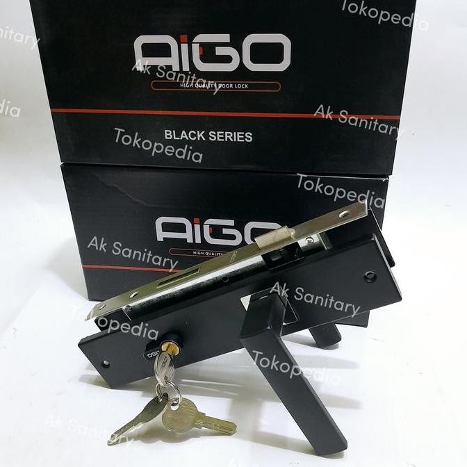 Handle Kunci Pintu Besar Black Aigo -Kunci Pintu Besar Hitam 25Cm Aigo