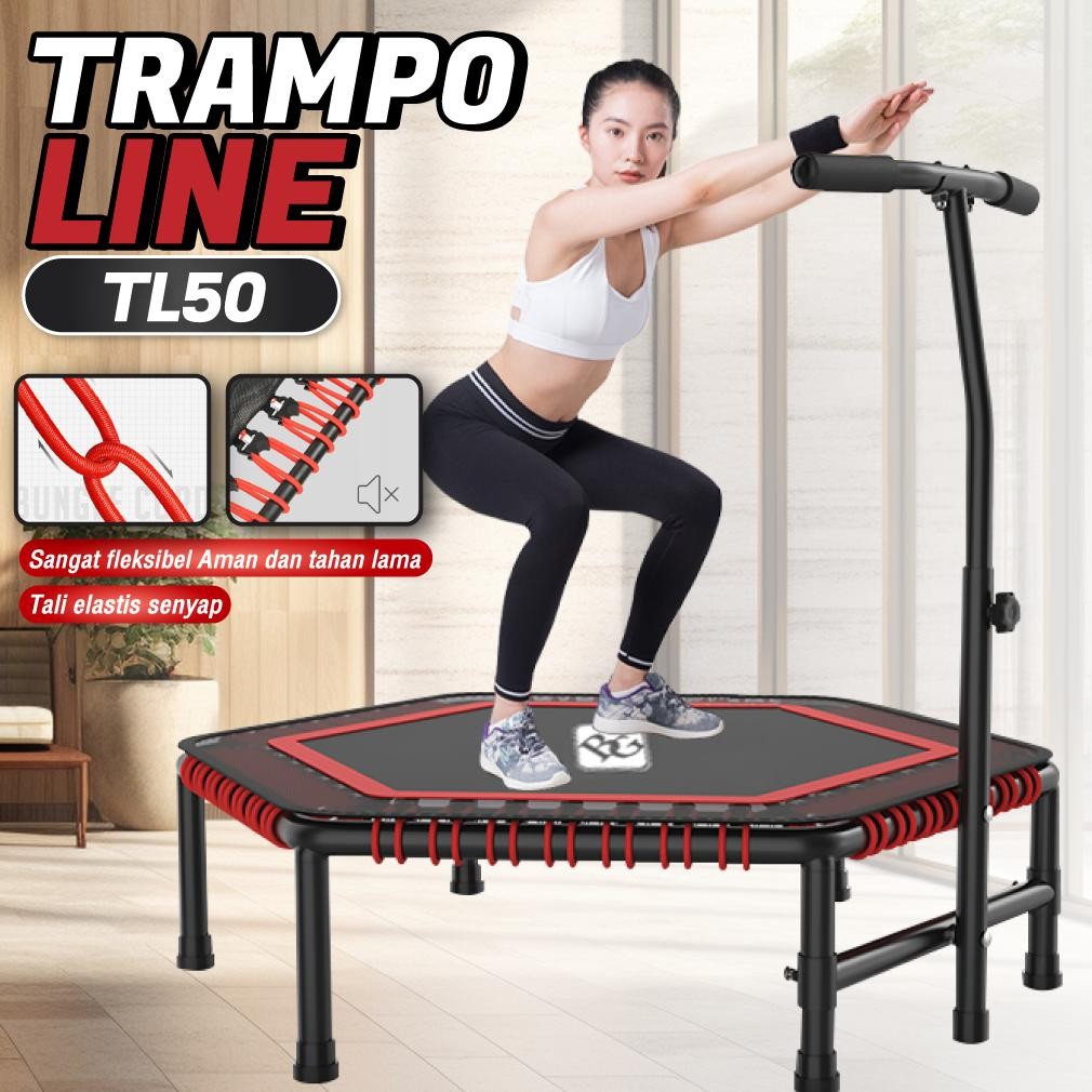 Trampoline Dewasa KUAT HINGGA 200KG Alat Olahraga Lompat Trampolin Elastis Indoor Outdoor