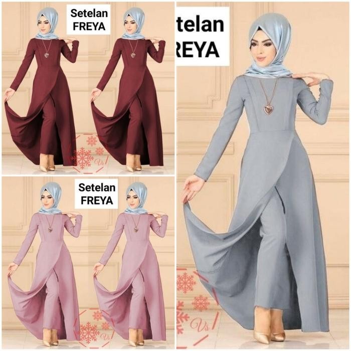 Setelan Celana Wanita Set Tunik Panjang Baju Pesta Kondangan Lebaran