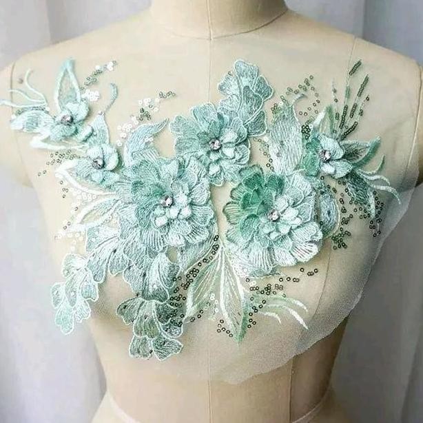 

best seller] lace bordir bunga 3d, aplikasi bordir