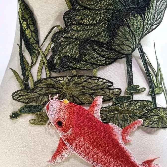 

Ready oke] bordir teratai n red koi, aplikasi bordir