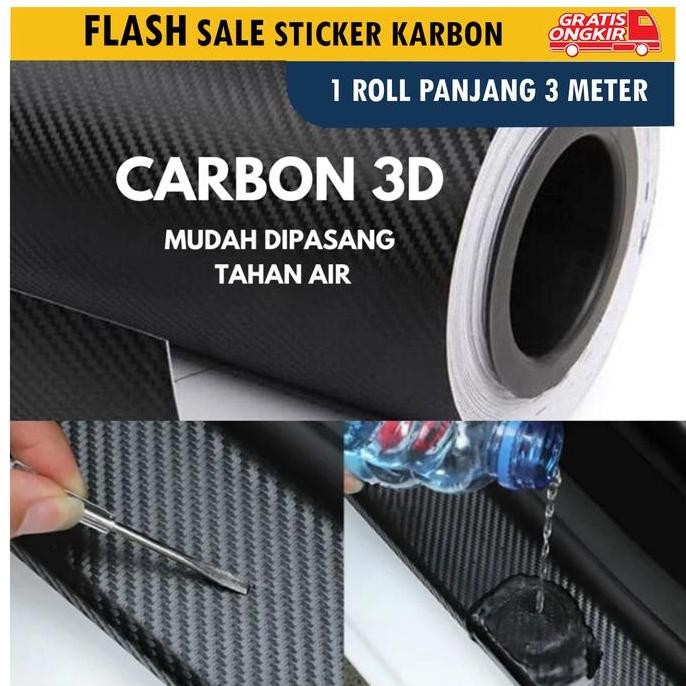 ready Stiker Karbon Kevlar Motor Mobil Panjang 3 Meter Hitam Doff - Car, Skotlet