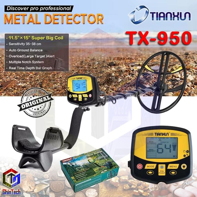 Tianxun Metal Detektor Tx950 Tx960 Digital Logam Emas Gold Silver Besi Alumunium Pendeteksi Logam Da