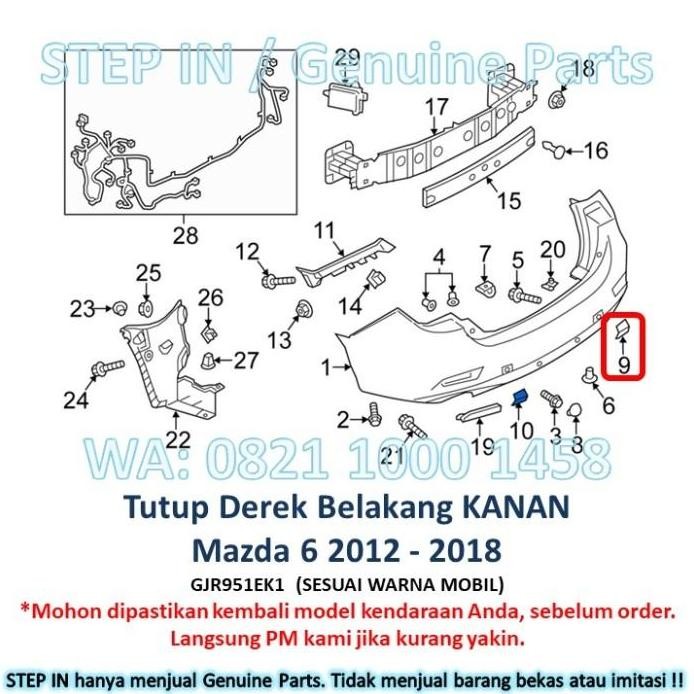 Tutup Derek Bemper Belakang Mazda 6 Towing Bumper MAZDA6 2012 - 2018