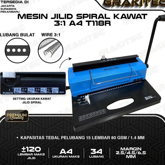 

TERBARU Grakitec Mesin Jilid Spiral Kawat A4 Grakitec T118R / TD-13 / TD-130 (BAHAN MESIN LOGAM BESI)