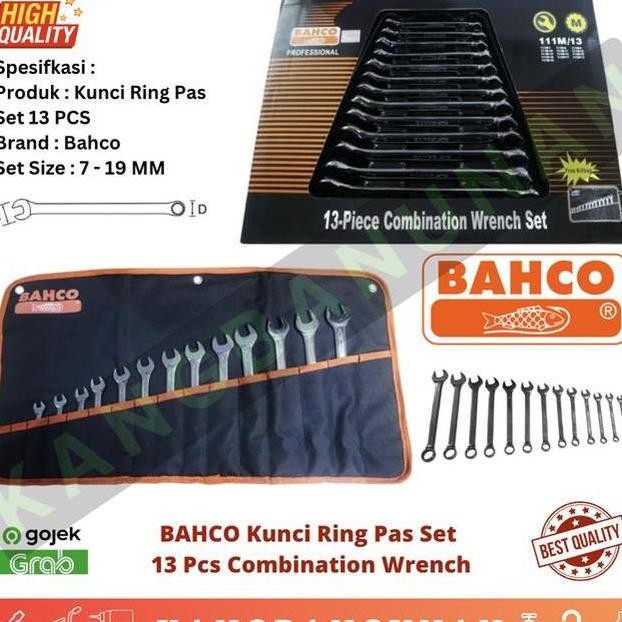 Kunci Ring Pas Set Combination Wrench Set13Pcs Bahco 719Mm Free Tas