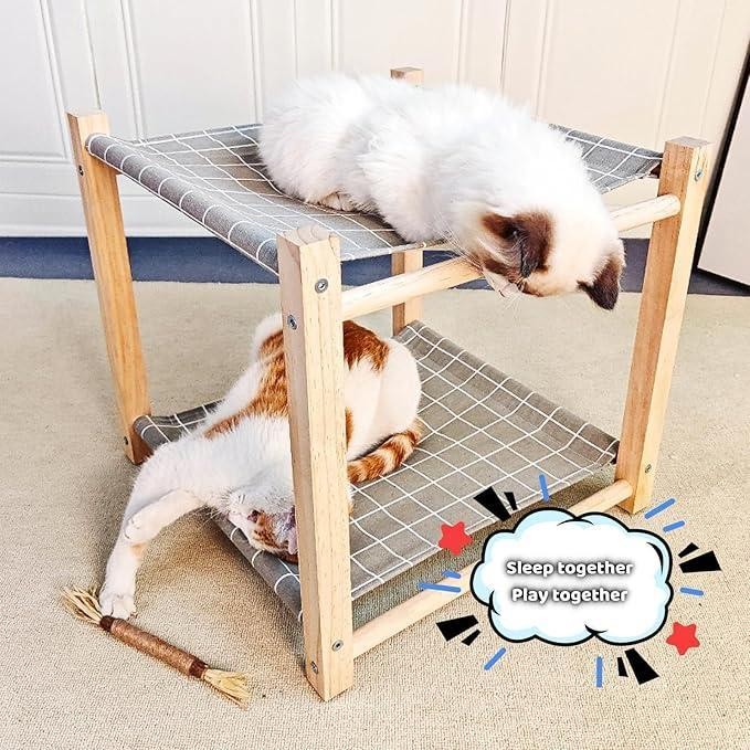 Tempat Tidur Kucing Hammock, Tempat Tidur Gantung Kucing 2 Tingkat, Tempat Tidur Kucing Tinggi Origi