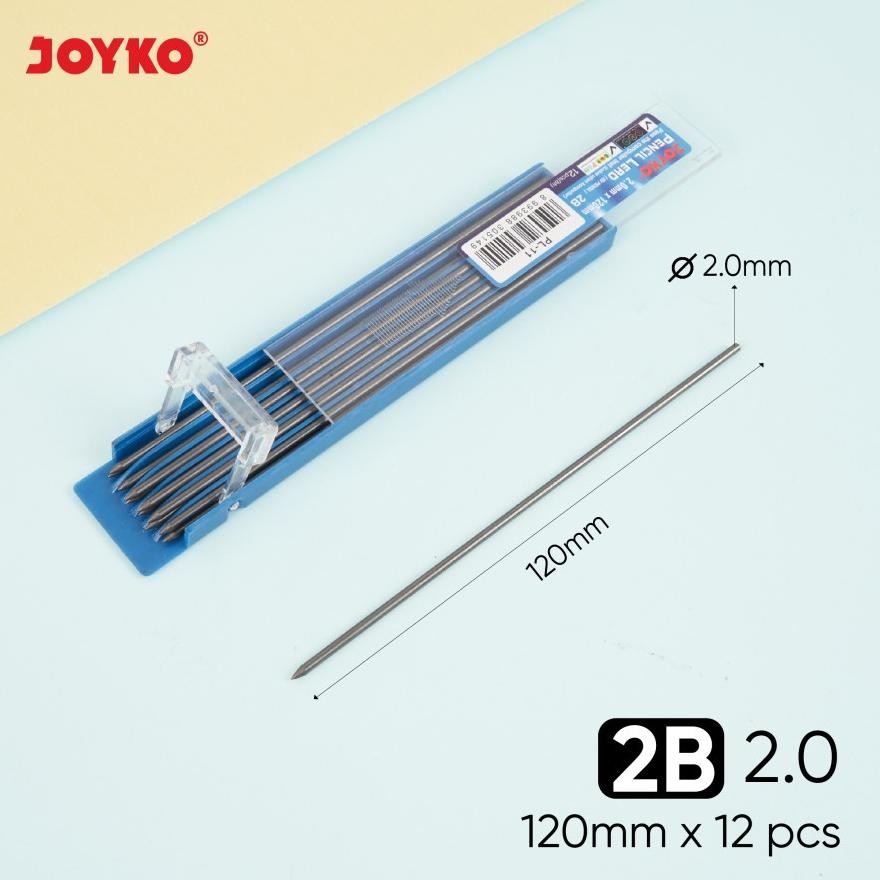 

Premium 1Tube Joyko Isi Pensil Mekanik Pl-11 / Pencil Lead 2B 2,0 Mm Per 1 Tube Isi 12 Pcs Diskon