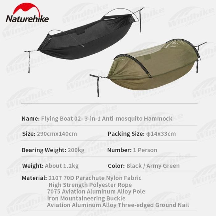 Hammock 3 In 1 Anti Mosquito Naturehike Cnh22Hj001/Hammock Anti Nyamuk Original Dan Terpercaya